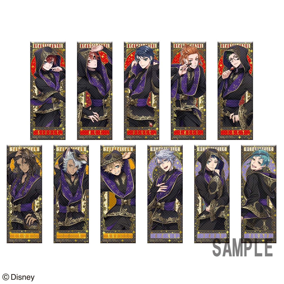 ディズニー ツイステッドワンダーランド ロングスクエア型缶バッジ～Gold leaf style～vol.1のプライズ画像