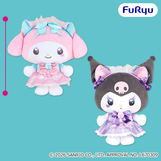 マイメロディ・クロミ ねこみみメイドカフェBIGぬいぐるみのプライズ画像