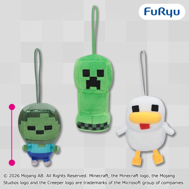 マインクラフト マスコット：ゾンビ：ニワトリ：クリーパーのプライズ画像