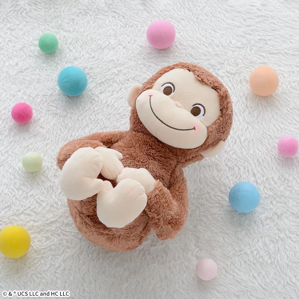 おさるのジョージ 赤いほっぺ Lぬいぐるみ ころりんポーズのプライズ画像