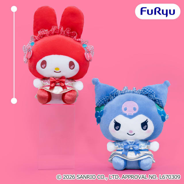 マイメロディ・クロミ チェリー＆ブルーベリーギンガムBIGぬいぐるみのプライズ画像