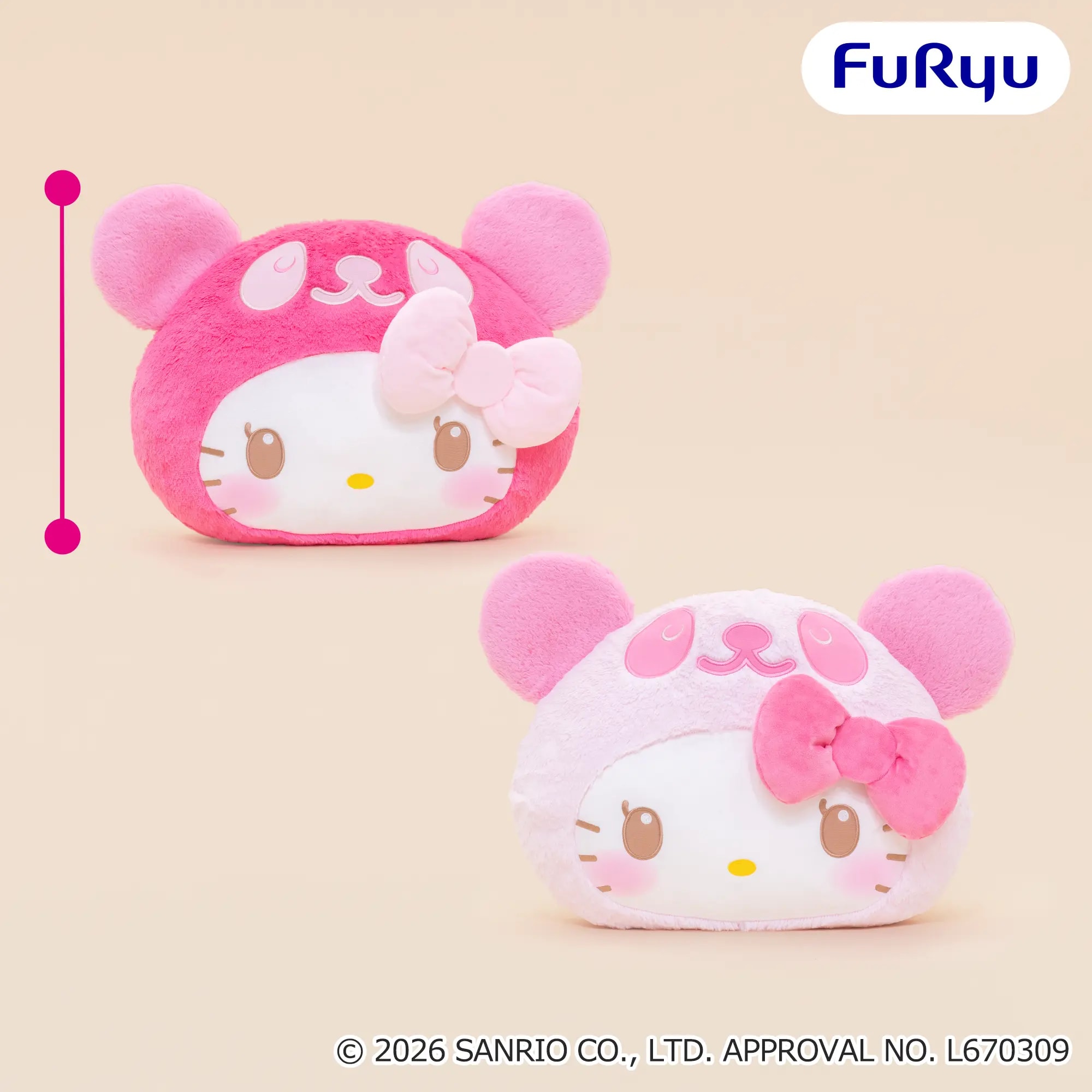 パンダ ハローキティ まるっこヘッドBIGぬいぐるみのプライズ画像