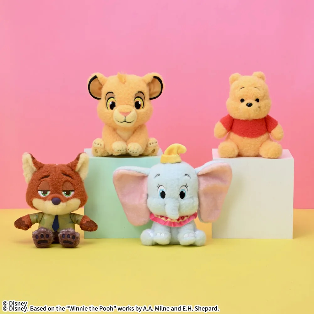 ディズニーキャラクター ぬいぐるみ ふわふわおすわりポーズのプライズ画像