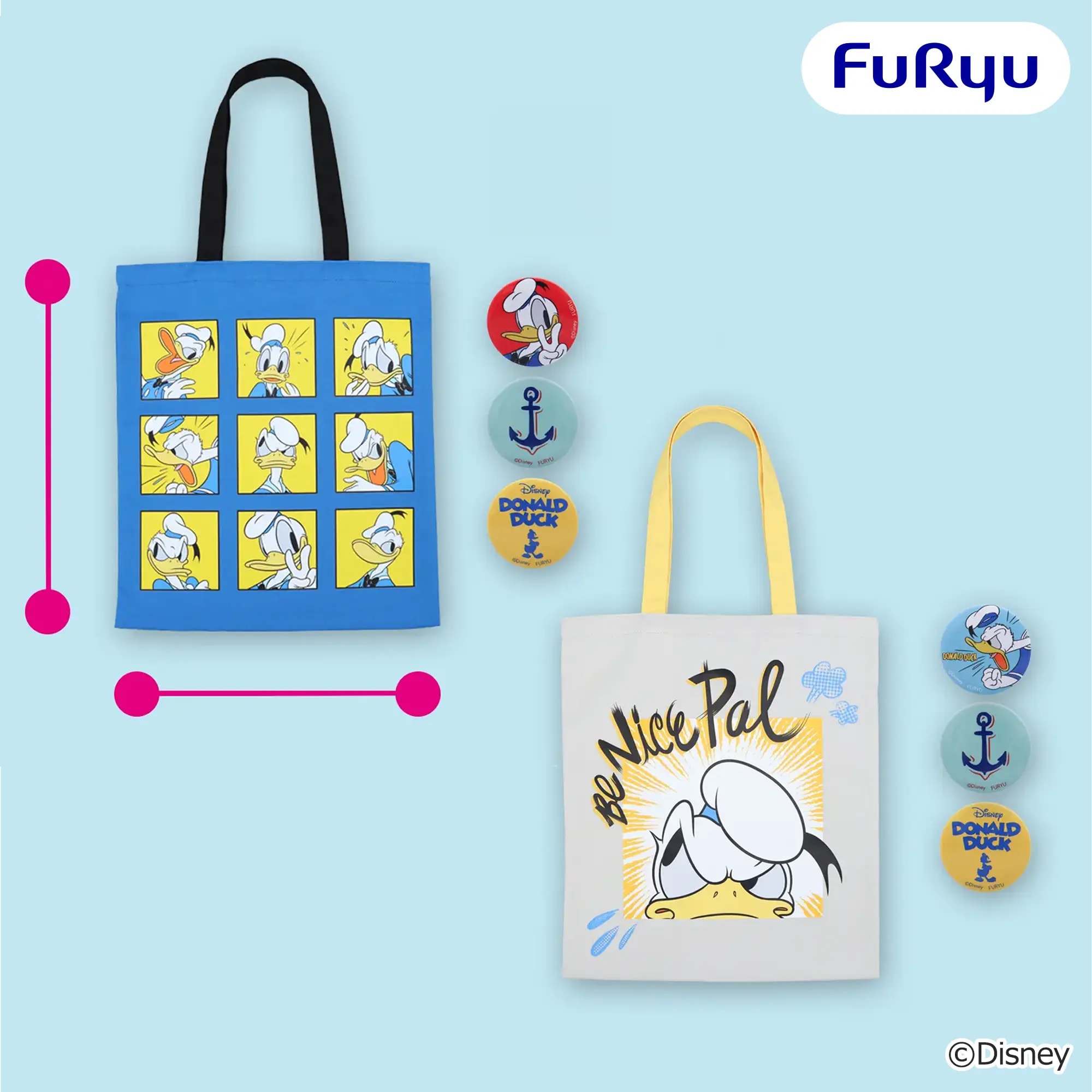 ドナルドダック 缶バッジ付きトートバッグ～Disney Collection～のプライズ画像