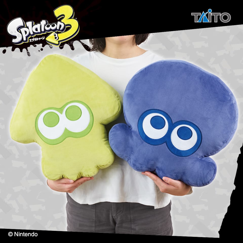 スプラトゥーン3 特大サイズぬいぐるみ イカ＆タコのプライズ画像