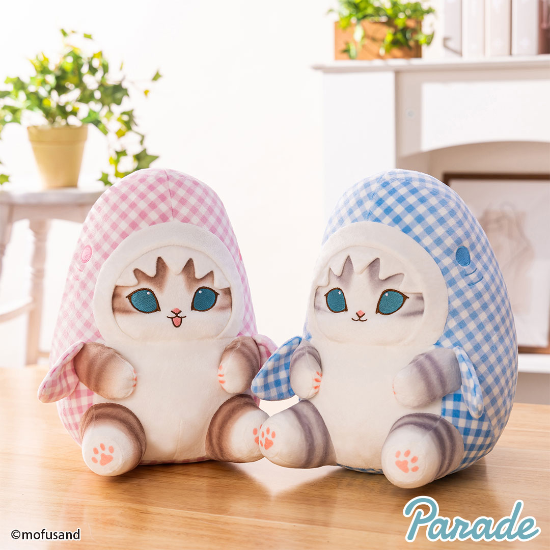 mofusand ギンガムチェックサメにゃんBIGぬいぐるみのプライズ画像