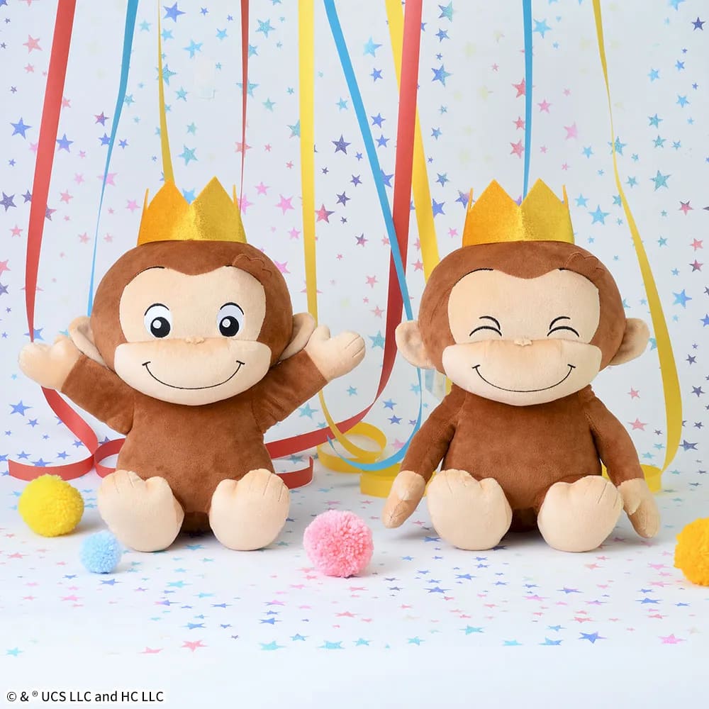 おさるのジョージ Lぬいぐるみ 85th 王冠のプライズ画像