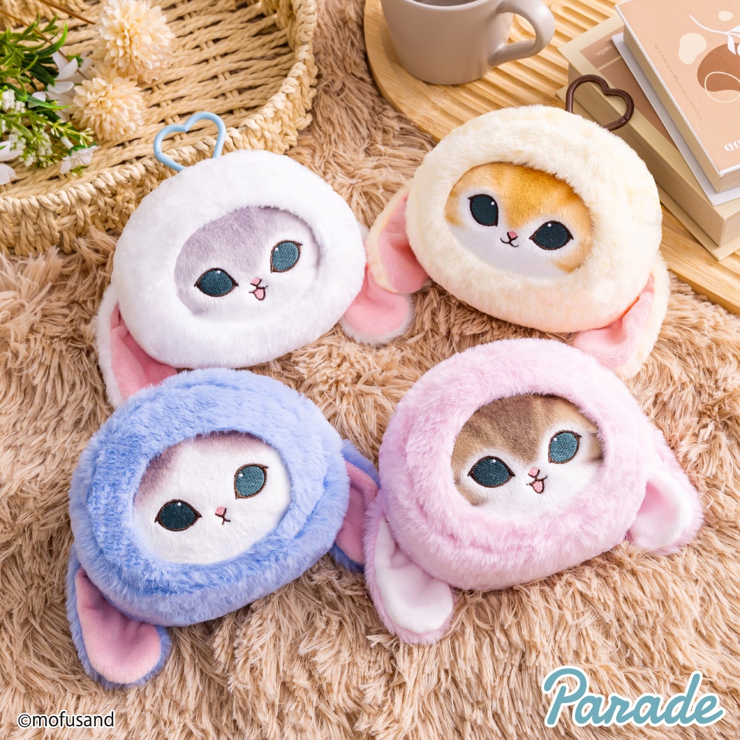 mofusand ロップイヤーうさにゃん顔型ダイカットポーチのプライズ画像