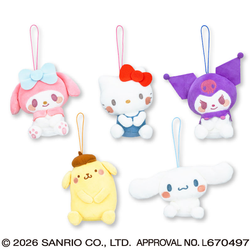 サンリオキャラクターズ むきゅむきゅおすわりちょいデカマスコットのプライズ画像