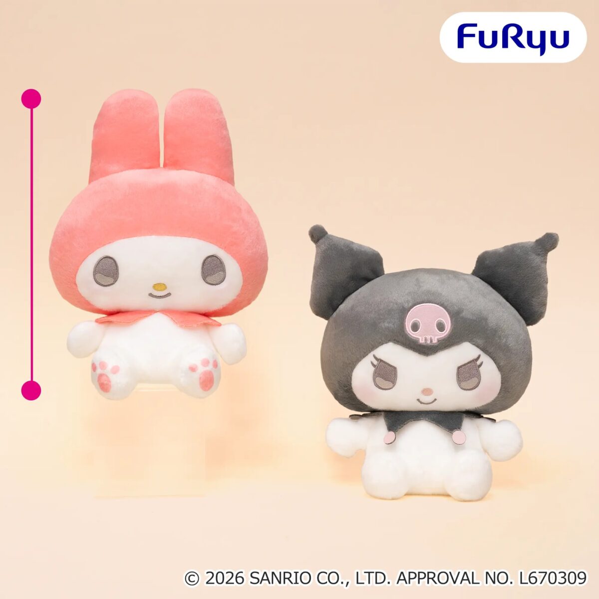 マイメロディ・クロミ きゅるりんBIGぬいぐるみ～赤ずきん＆黒ずきん～のプライズ画像