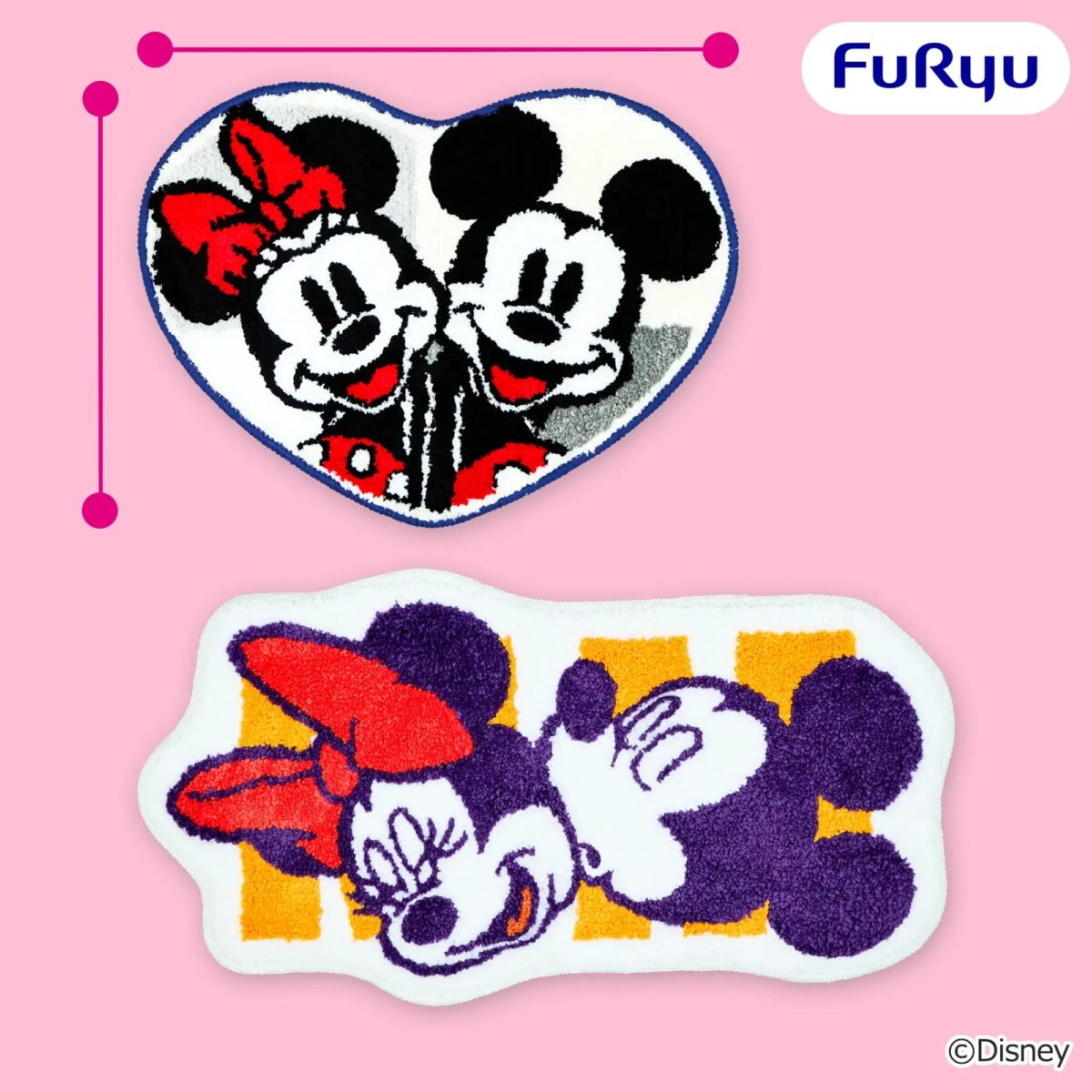 ミッキーマウス＆ミニーマウス なかよし ダイカットタフトマットのプライズ画像