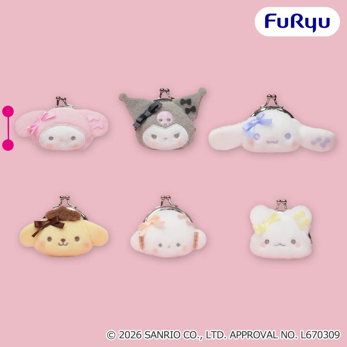 サンリオキャラクターズ ミルキーボア カラフルリボンフェイスがま口ポーチのプライズ画像