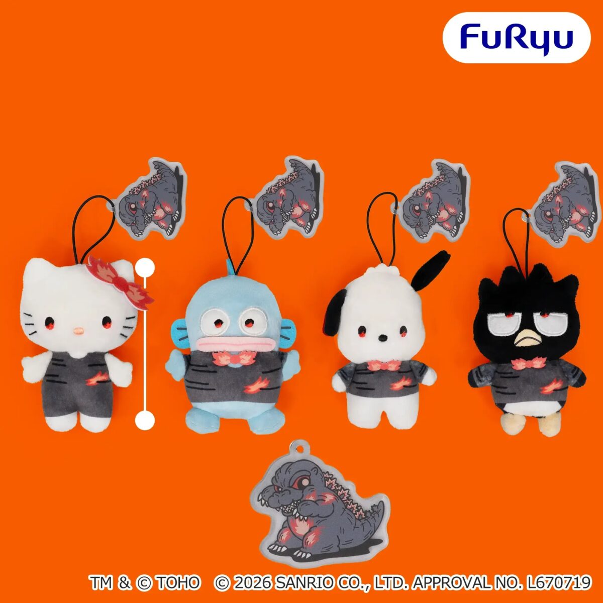 ゴジラ・サンリオキャラクターズ アクリルチャーム付きマスコットのプライズ画像