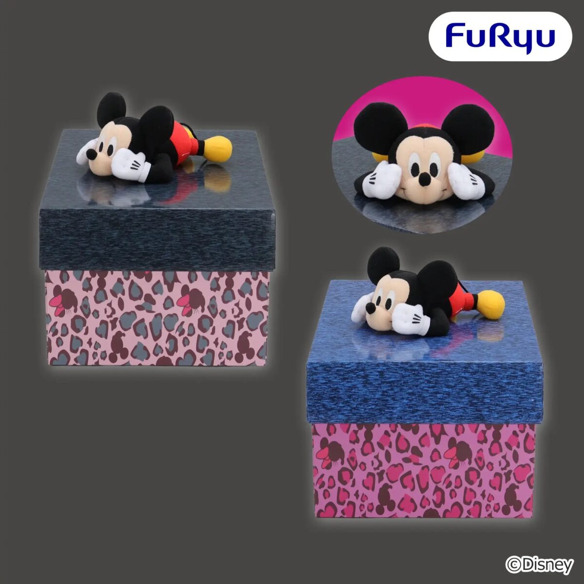 ミッキーマウス＆ミニーマウス ギャルっぽレオパード ぬいぐるみギフトボックスのプライズ画像