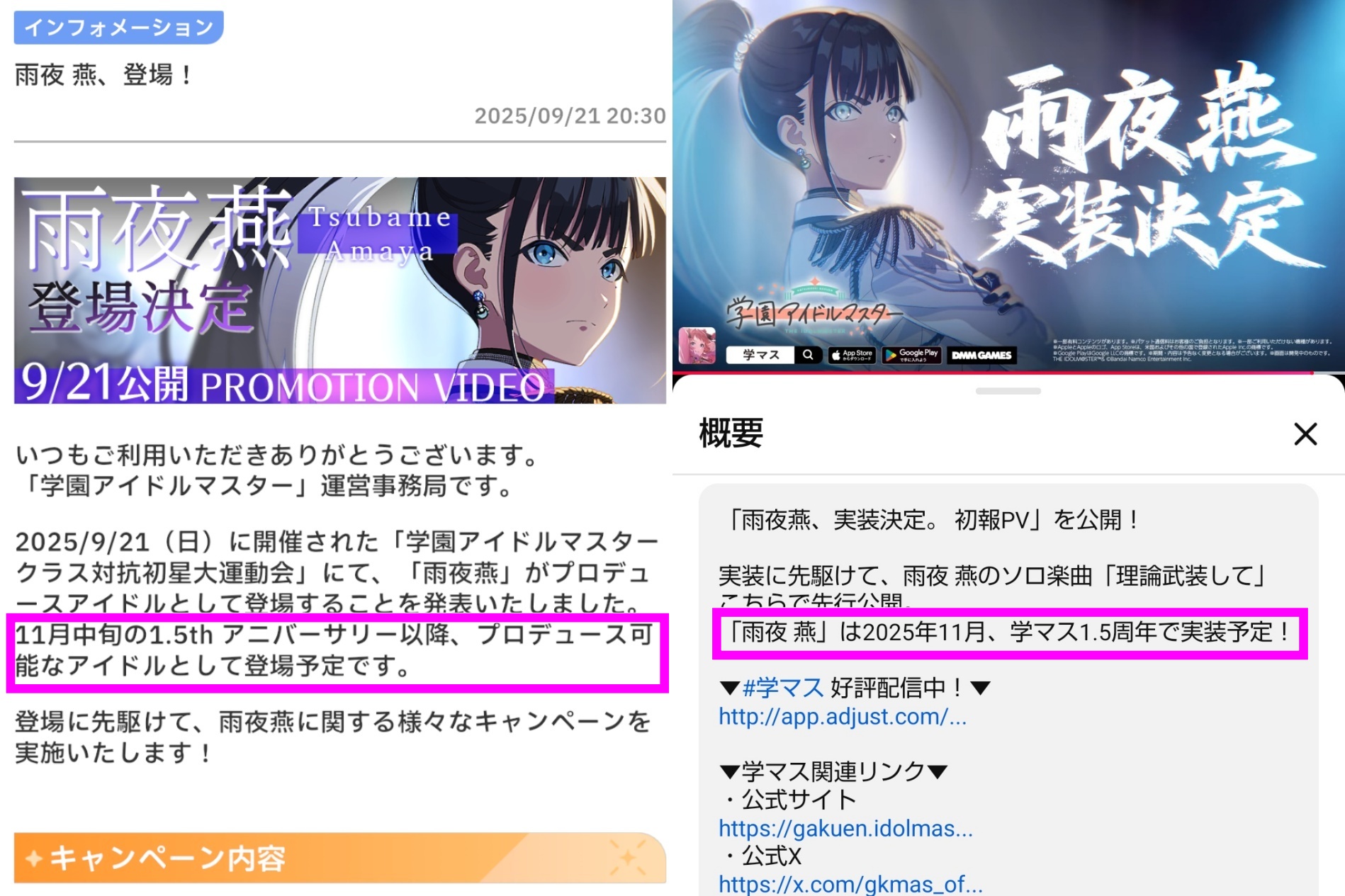 燕の実装日について