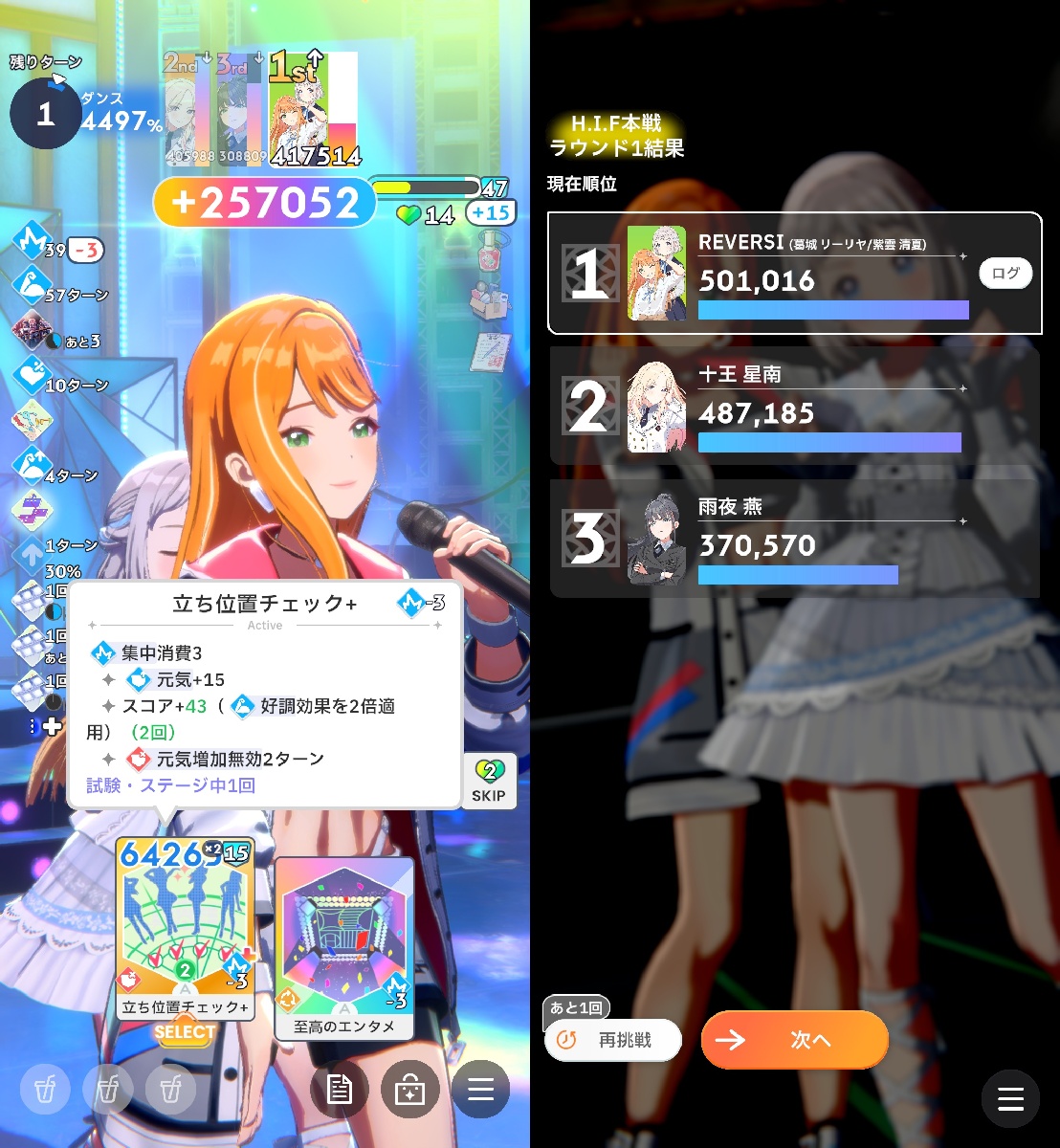 ラウンド1のスコアを目安