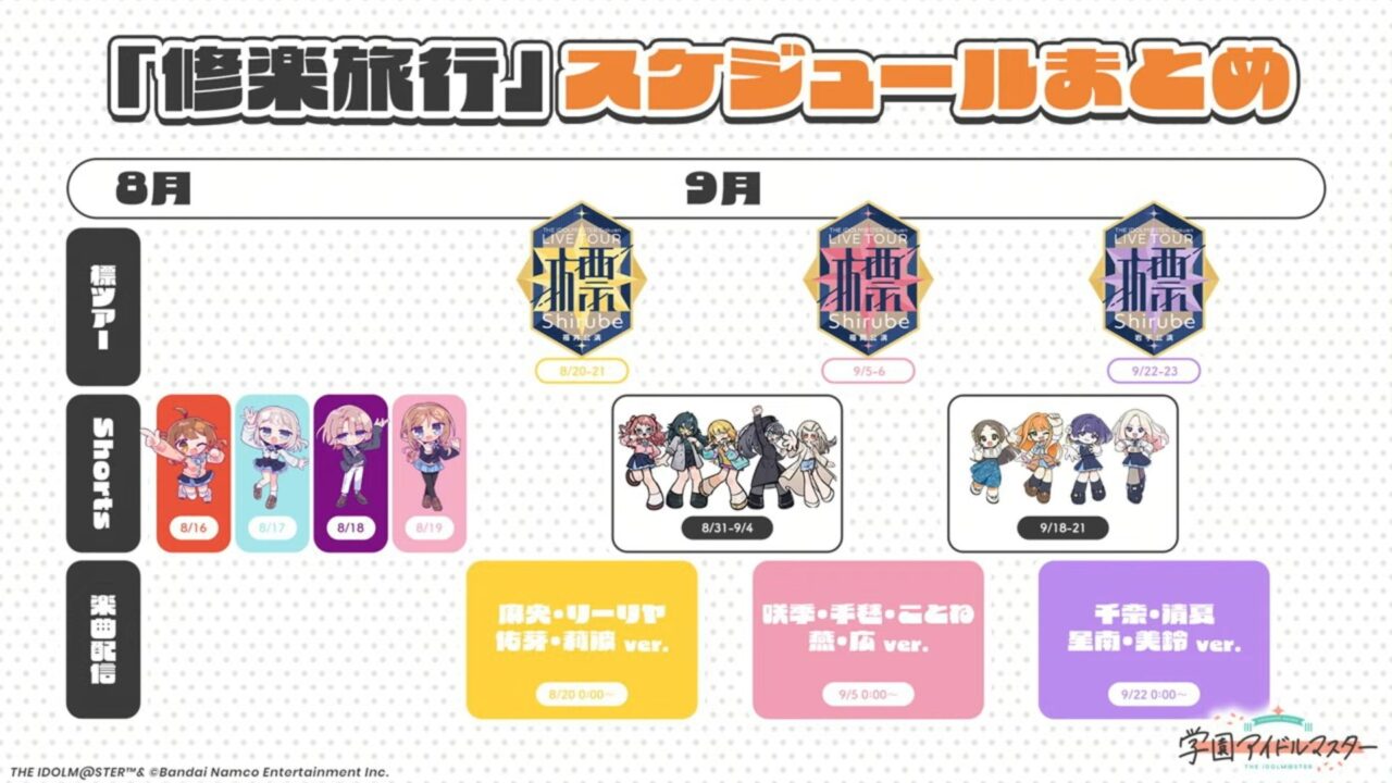 ショート公開スケジュール