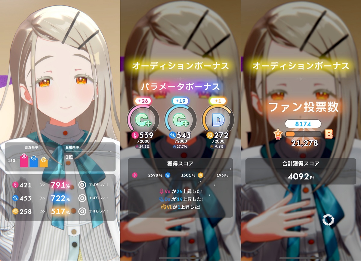 1次オーディションの参考数値