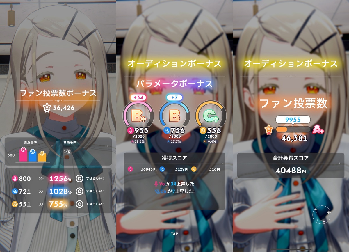 2次オーディションの参考数値