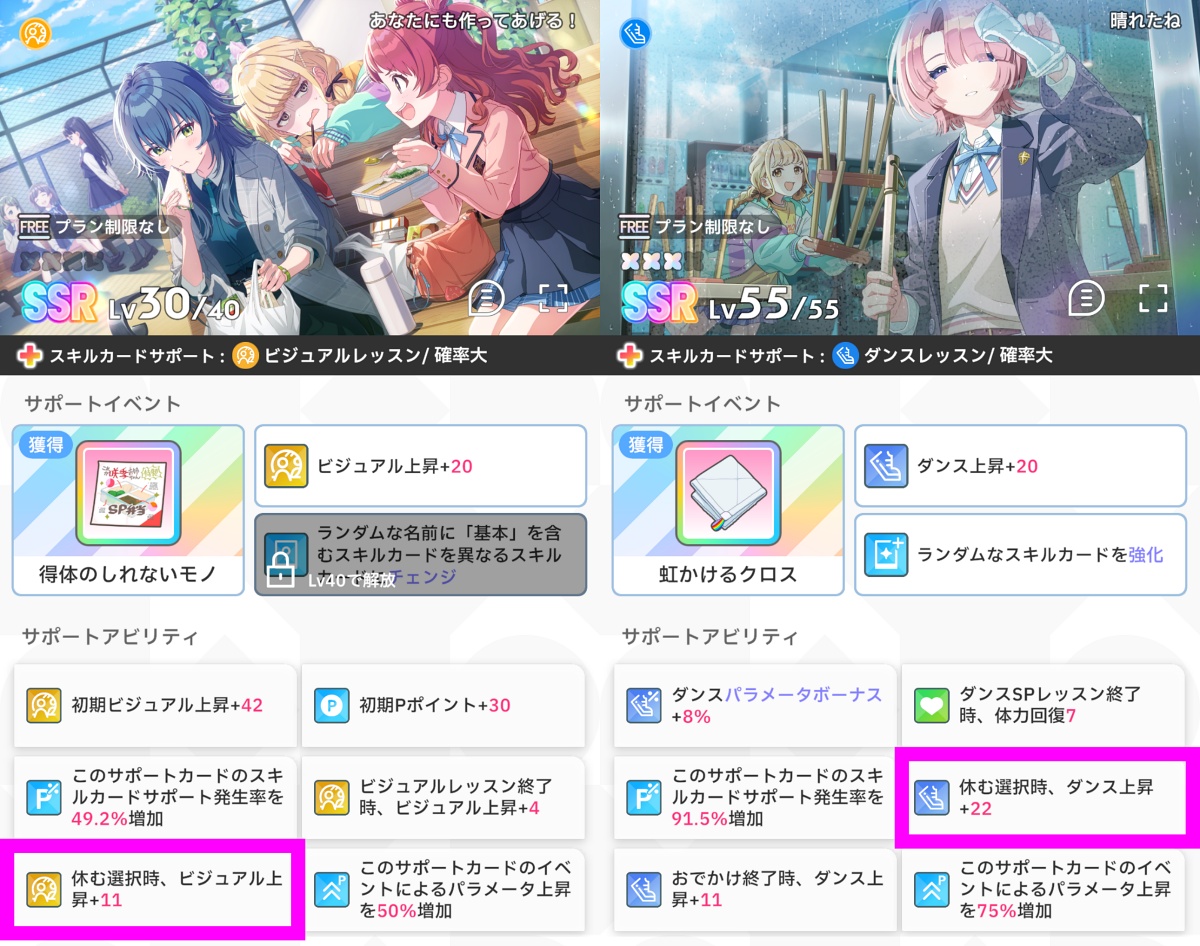 お休み編成のSSRサポカ