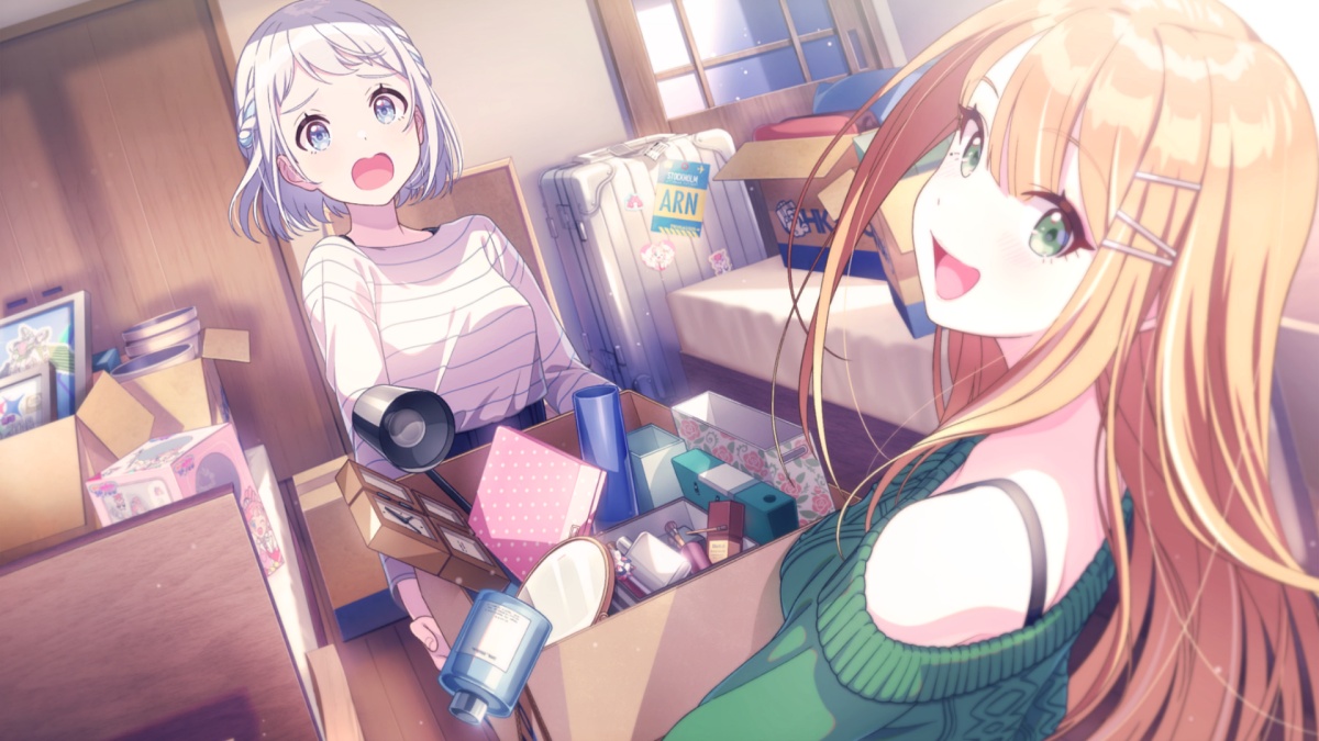ほら、一緒に持と♪のイラスト